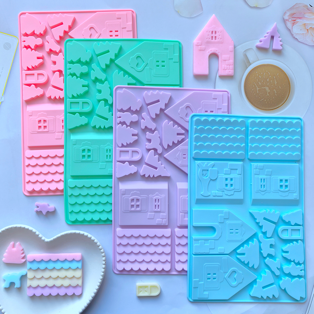 Silicone Mold Ocean - 1pc Christmas House Chocolate Silicone Mold
