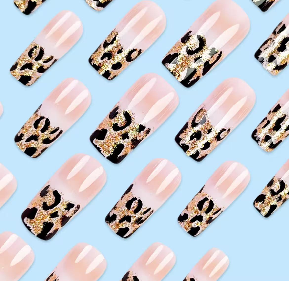 Resin Art Online - Leopard Print French Tip Press On