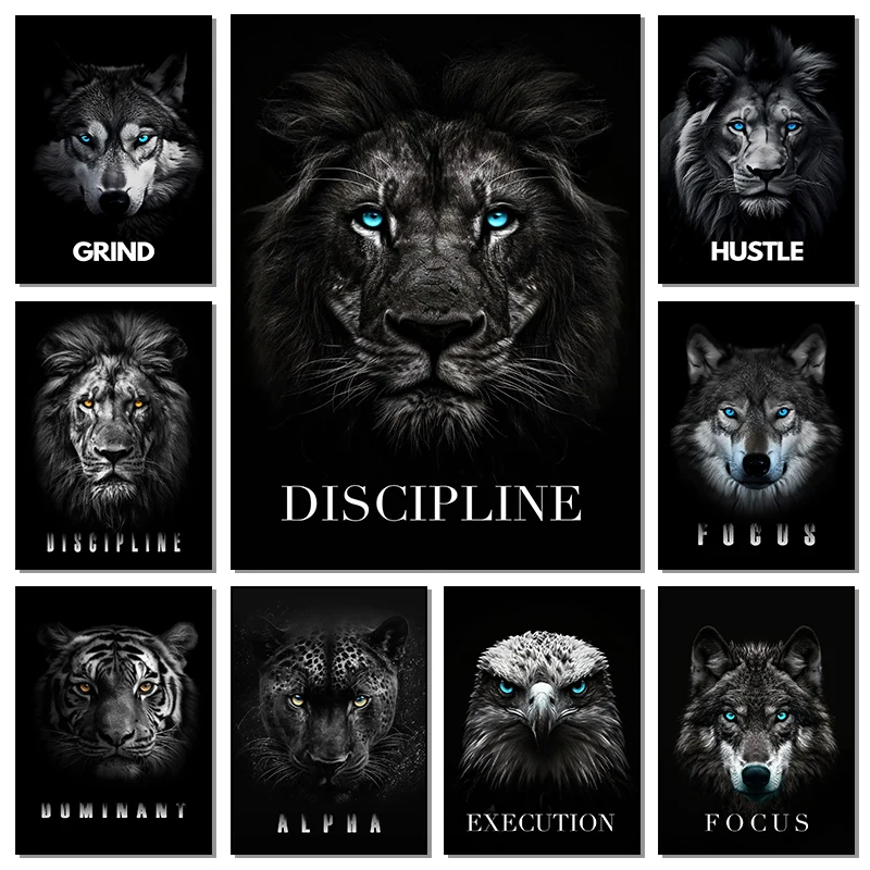 Resin Art Quote - Animal Motivational Wall Art Lion Wolf