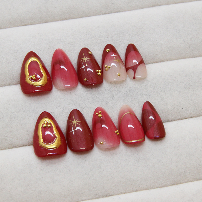 24pcs Red Almond False Nails A - مراجعة Resin Art Online وسعره