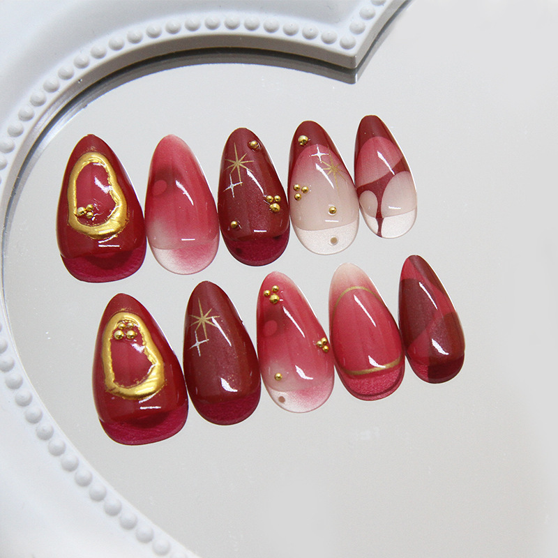 24pcs Red Almond False Nails A - مراجعة Resin Art Online وسعره