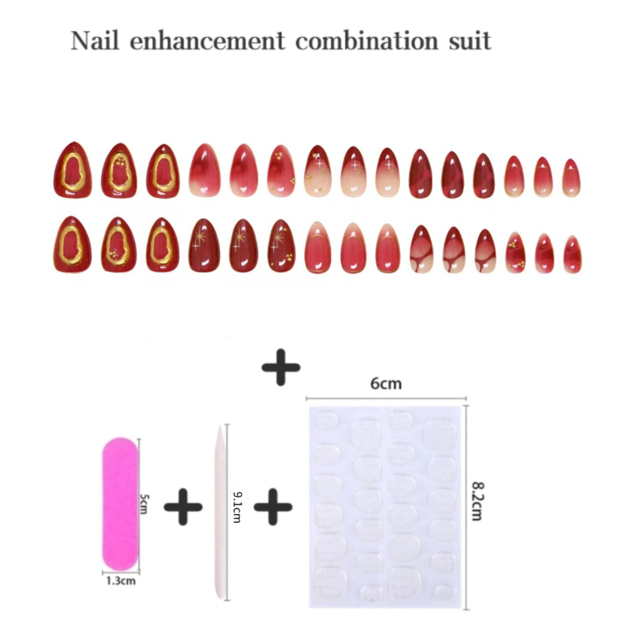 24pcs Red Almond False Nails A - مراجعة Resin Art Online وسعره