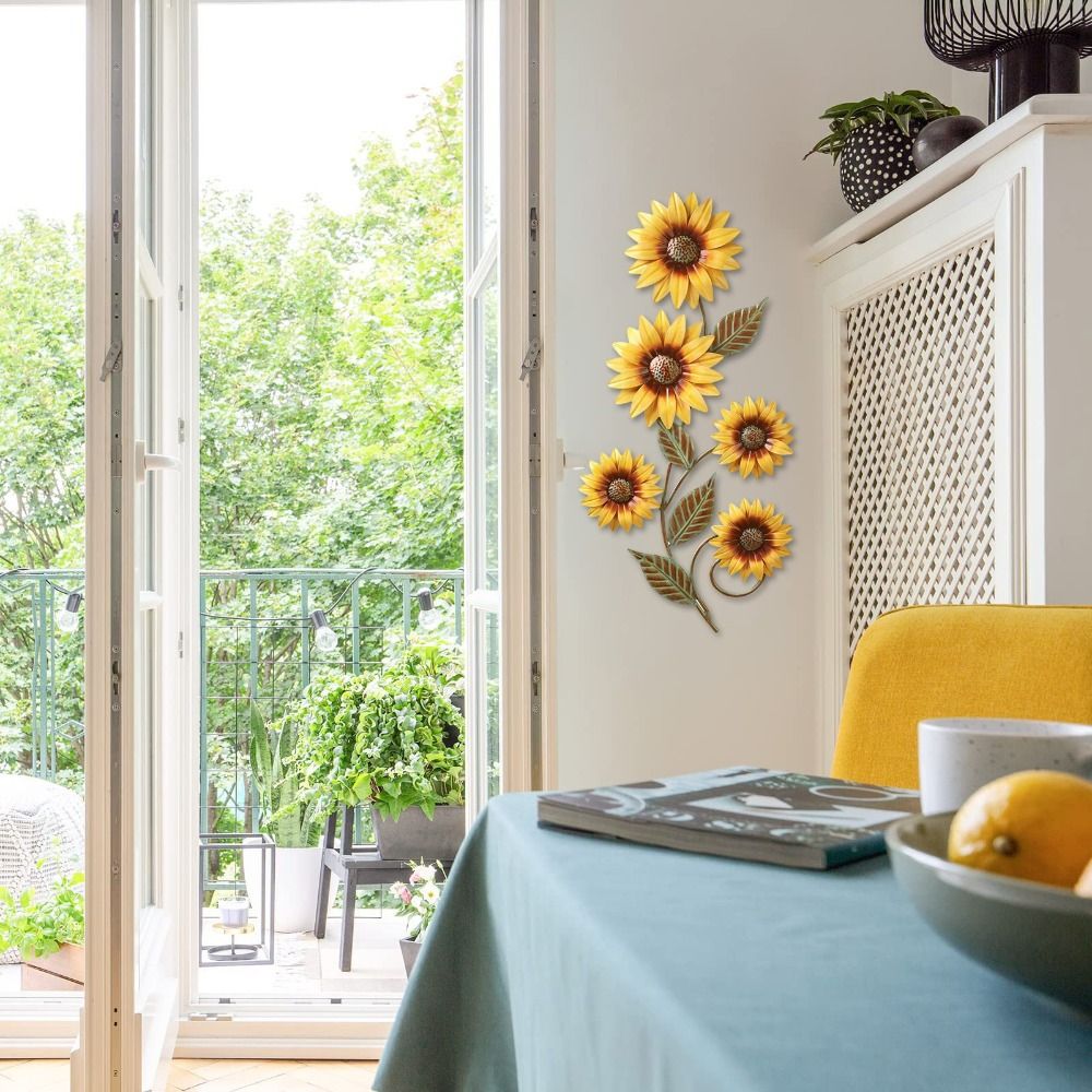 Garden Decor Metal Sunflower W - مراجعة Background Resin Art وسعره