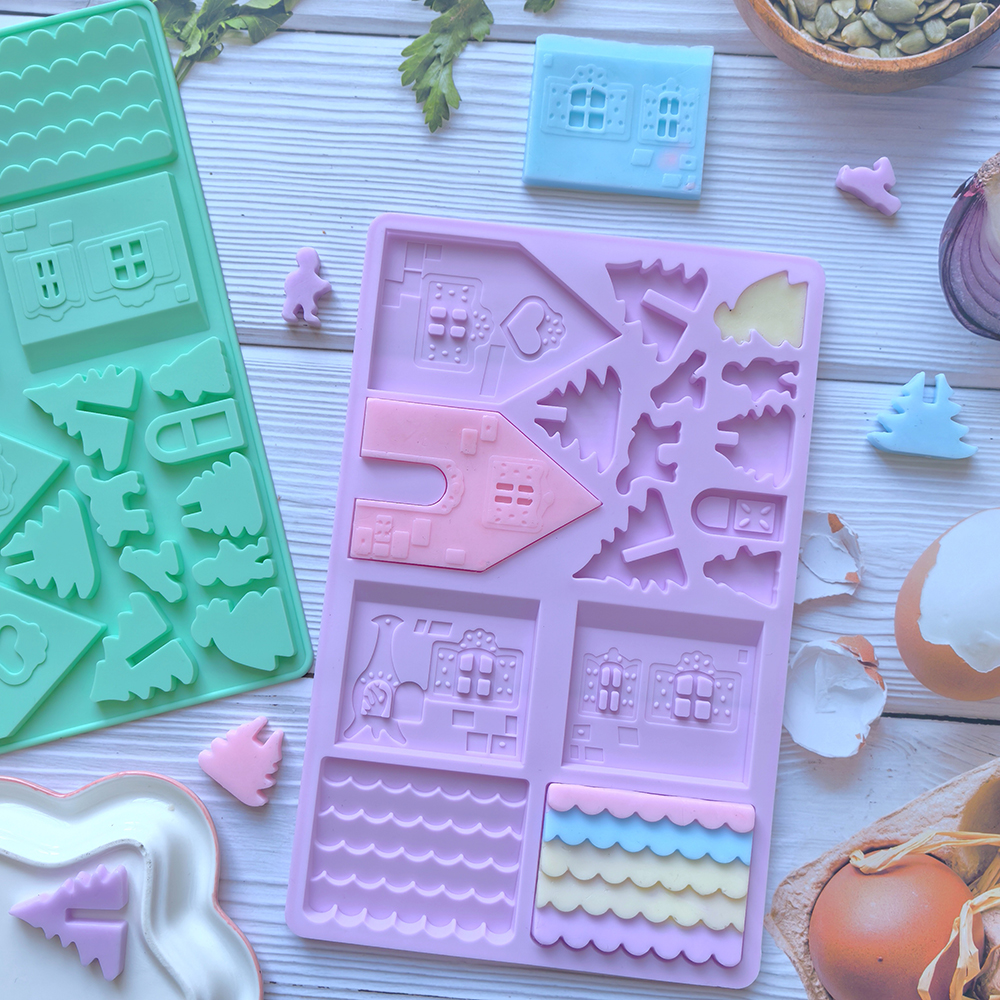 1pc Christmas House Chocolate  - مراجعة Silicone Mold Ocean وسعره