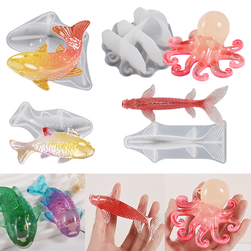 3D Koi Fish Shaped Epoxy Resin - مراجعة Silicone Mold Ocean وسعره