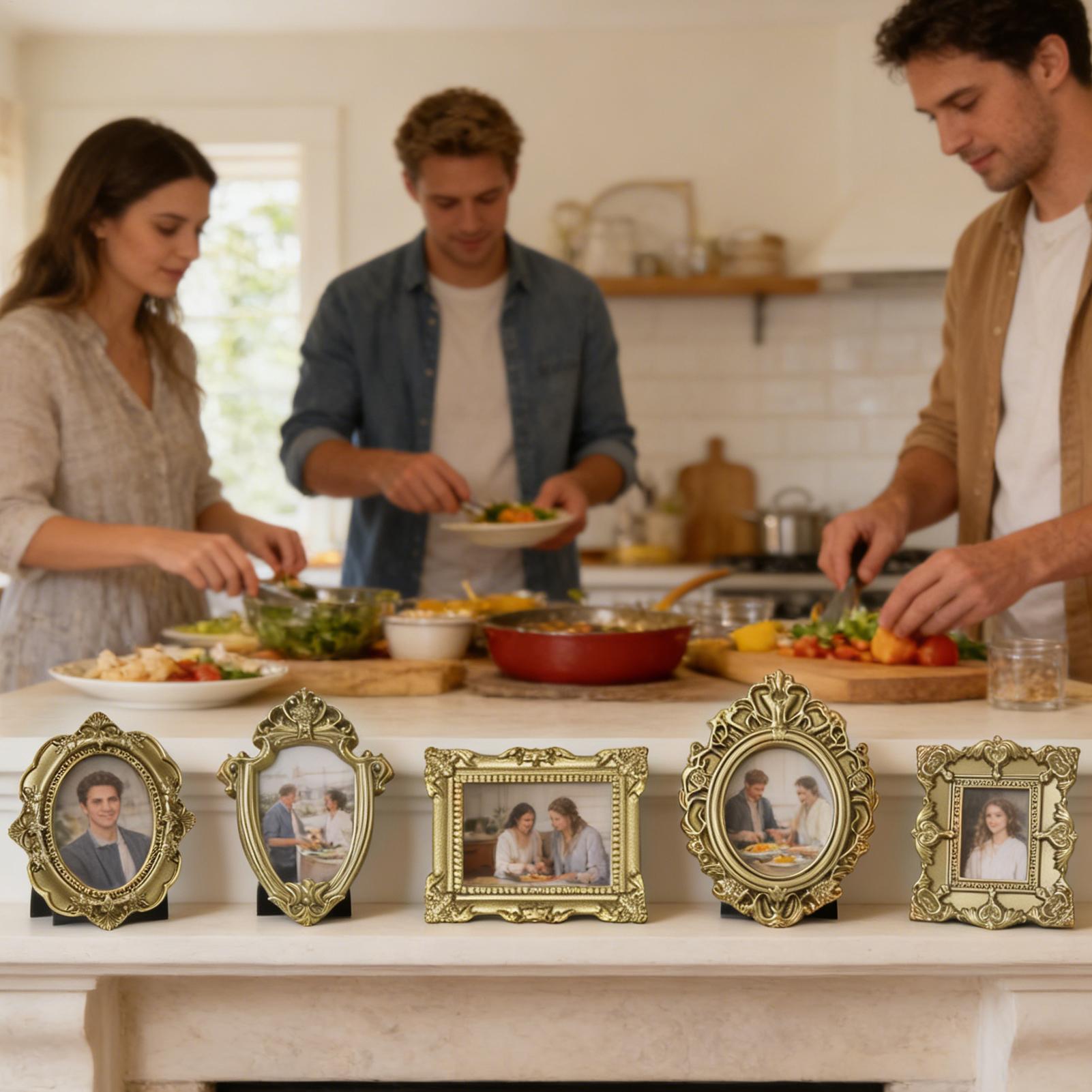 5PCS Gold Vintage Photo Frame  - مراجعة Background Resin Art وسعره