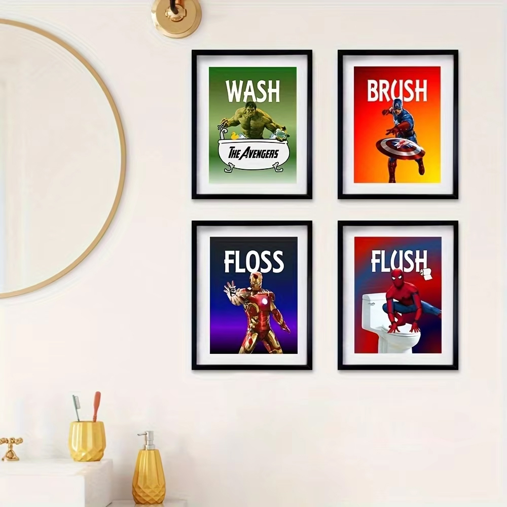 Superheroes Bathroom Wall Art  - مراجعة Resin Art Quote وسعره