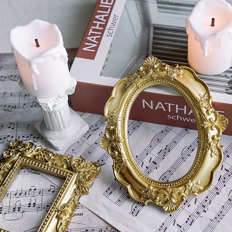 Golden Retro Photo Frame Nail  - مراجعة Background Resin Art وسعره