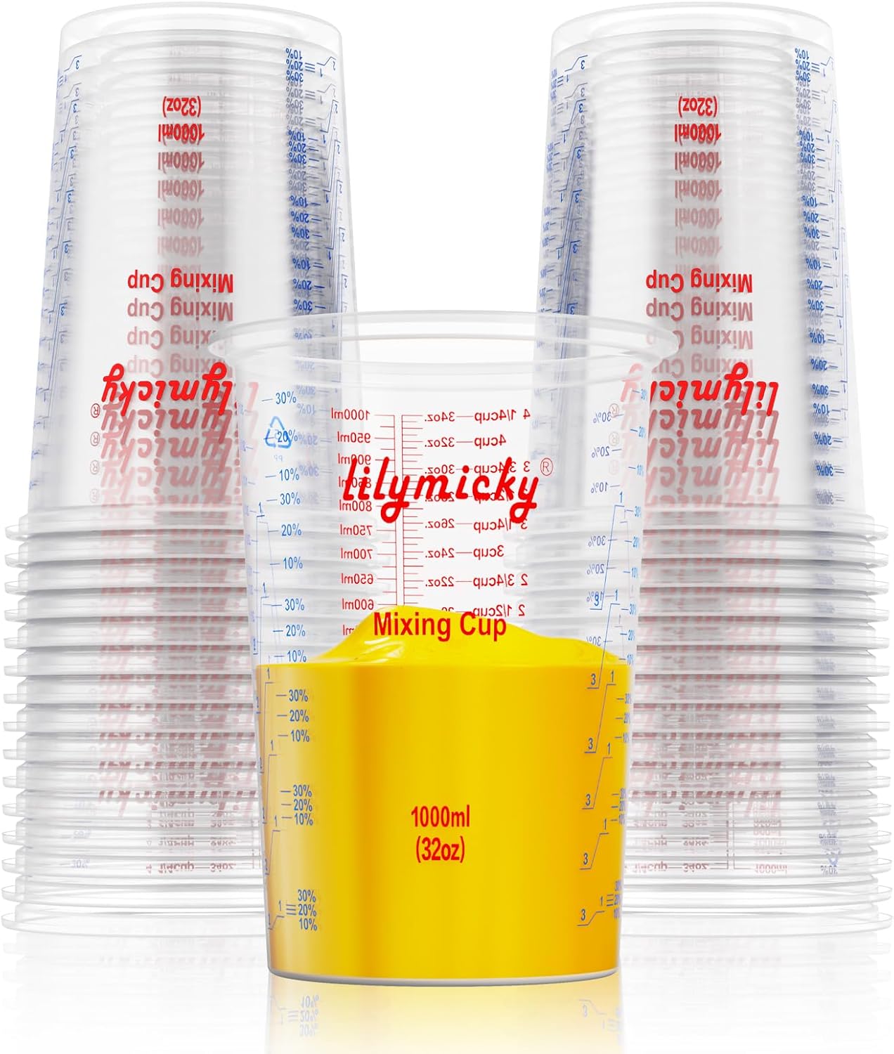 25 Pack 32 oz Plastic Measurin - مراجعة Resin Art Ratio وسعره
