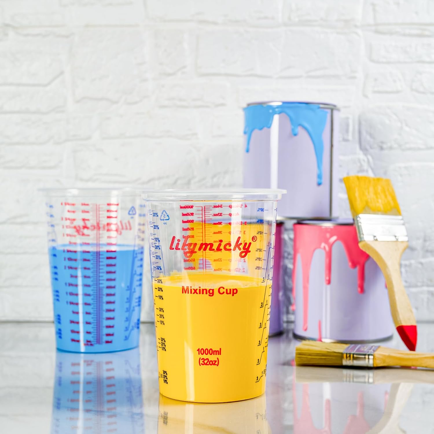 25 Pack 32 oz Plastic Measurin - مراجعة Resin Art Ratio وسعره