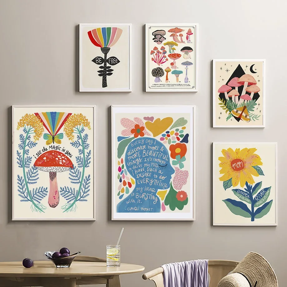 Boho Mushroom Butterfly Sunflo - مراجعة Resin Art Quote وسعره