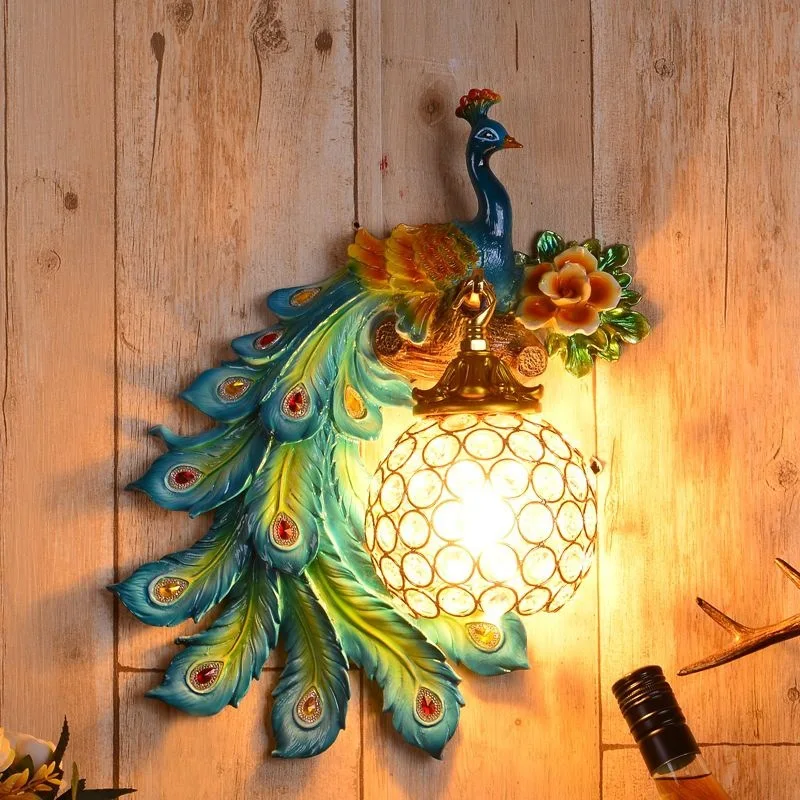 Vintage Peacock Wall Lamps Liv - مراجعة Background Resin Art وسعره