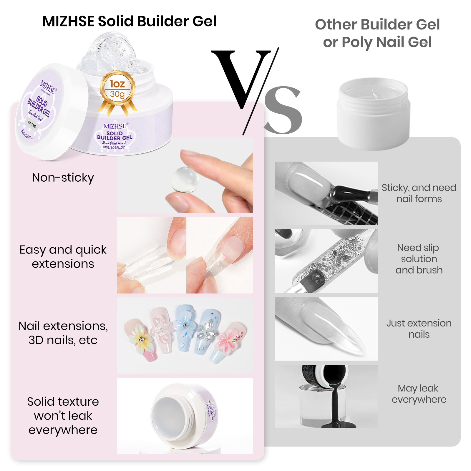 MIZHSE Builder Nail Gel White  - مراجعة Uv Resin Clear Hard وسعره